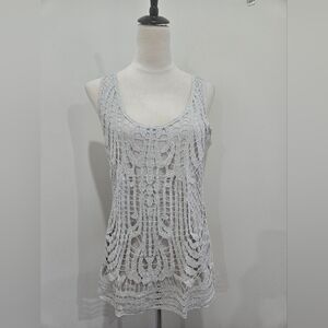 a.n.a.  sleeveless tank with crochet lace overlay